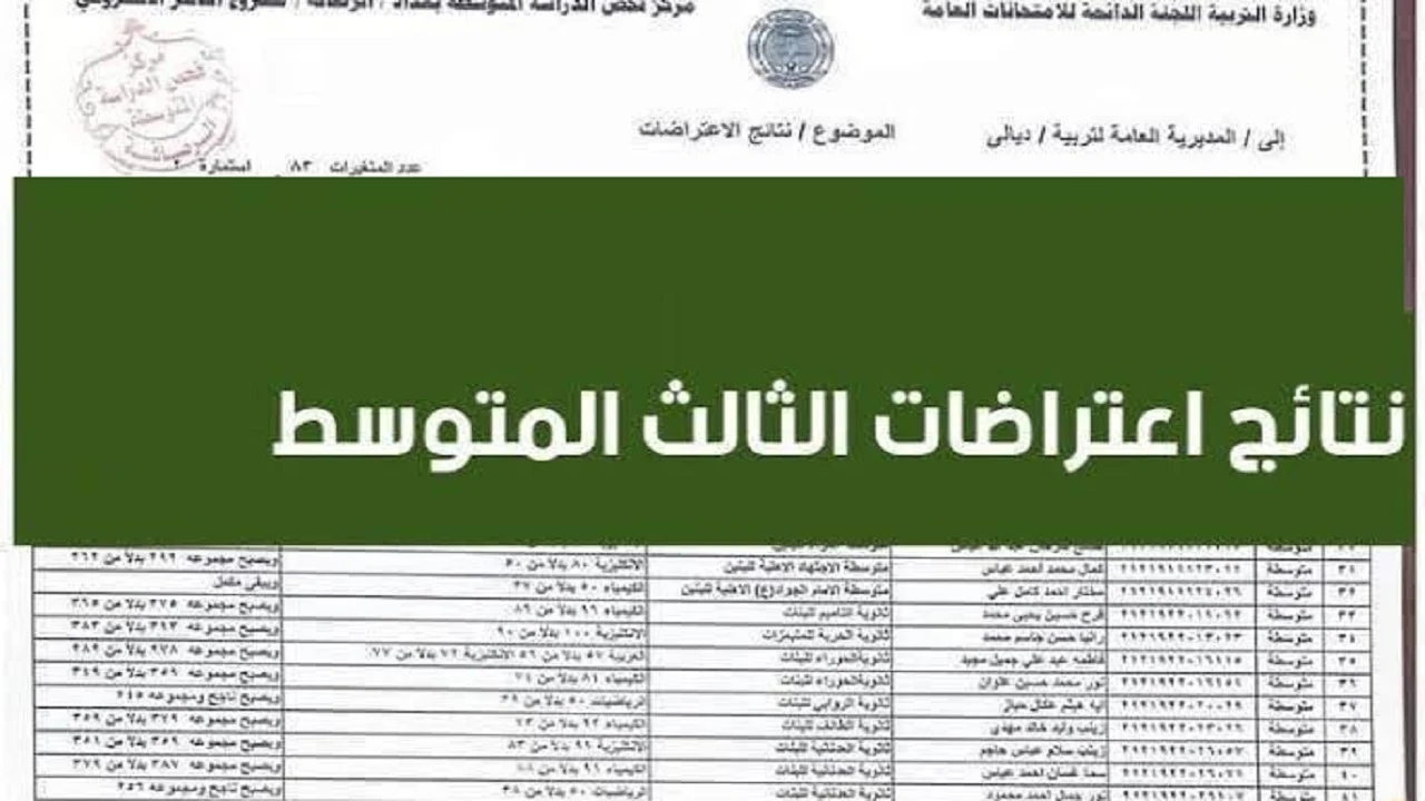 “عبر الموقع الرسمي” كيفية الاستعلام عن نتائج اعتراضات الثالث متوسط 2024 وموعد ظهور النتيجة