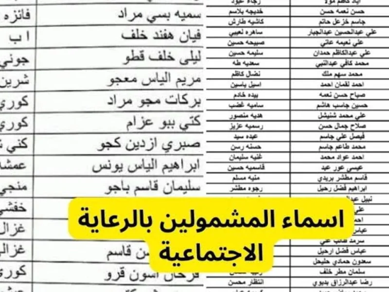 استخرج هسه.. اسماء المشمولين بالرعاية الاجتماعية الوجبة السابعة 2025 عموم المحافظات عبر منصة مظلتي – إلكترونيا