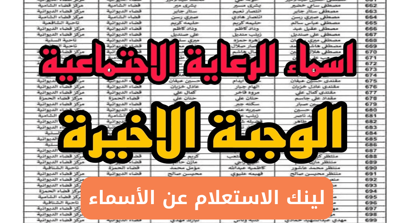 هسة:. رابط استخراج أسماء الرعاية الاجتماعية الوجبة الأخيرة 2025 عموم المحافظات عبر spa.gov.iq