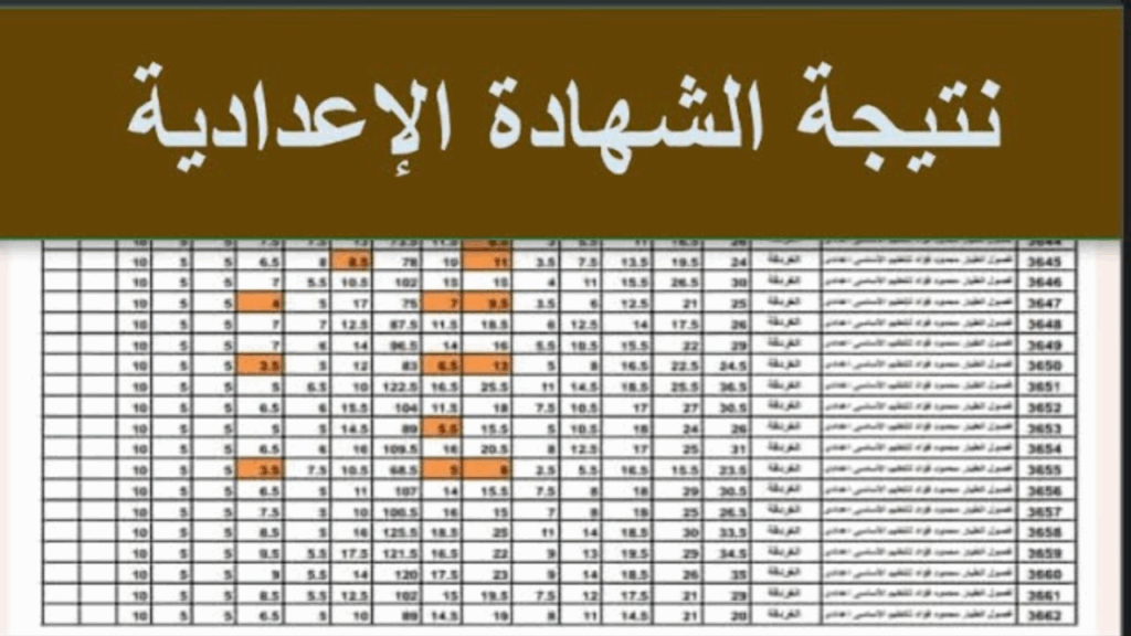 نتيجة الشهادة الإعدادية برقم الجلوس 2025 ترم تاني