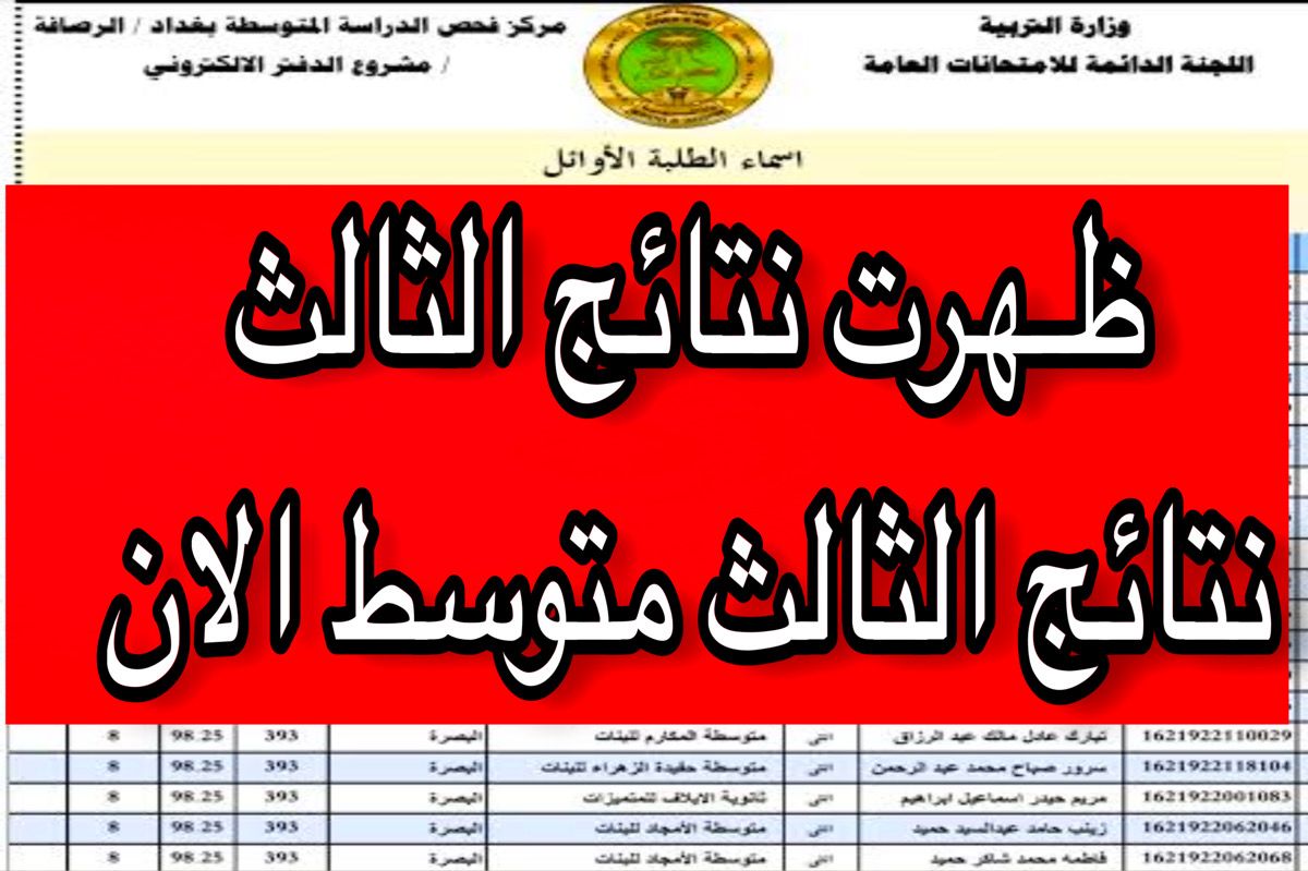 متــوفرة بالدرجــات »» نتائج الثالث متوسط 2025 الدور الاول موقع نتائجــنا /www.nataegna.net كـل المدارس فور اعلانها